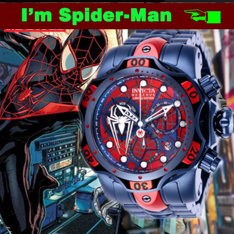 Invicta marvel avengers spiderman นาฬิกาข้อมือควอทซ์ สําหรับผู้ชาย 2021
