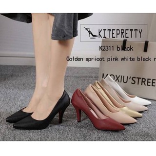 Kitepretty-K2311 รองเท้าคัชชู สไตล์สาวออฟฟิศ ดีไซน์ทรงหัวแหลม ส้นเข็มสูง 3 นิ้ว ใส่ทำงาน ใส่เรียนได้จ้า ให้ลุคทางการ ใส