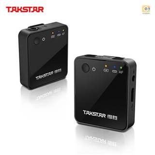 Takstar V1 ไมโครโฟนไร้สาย 2.4G แบตเตอรี่ในตัว ระยะส่งสัญญาณ 50 ม. พร้อมสายสัญญาณเสียง TRS 3.5 มม. และ TRRS สําหรับกล้อง DSLR สมาร์ทโฟน Vlog Live Broadca