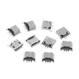 Quu 10 ชิ้น Micro Usb Type B Female ซ็อกเก็ต 180 องศา 5-Pin Smd Smt บัดกรีแจ็ค