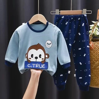 Y89 ชุดนอนเด็ก ชุดนอนเด็กแขนยาว เสื้อแขนยาว+กางเกงขายาว ผ้านิ่มลายน่ารักๆ