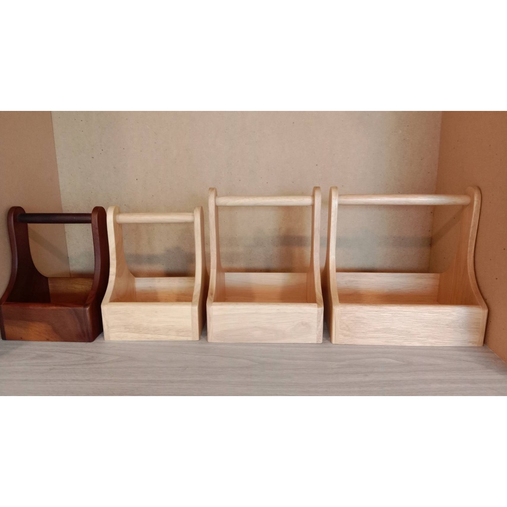 ตะกร้าใส่เครื่องปรุงไม้ แบบไม้ยาง Spice Rack (มีขนาด เล็ก/กลาง/ใหญ๋)