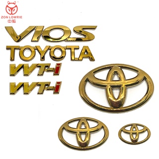 โลโก้กระจังหน้า และหลัง สีทอง สําหรับ Toyota Vios Gen2 ncp93 gen3