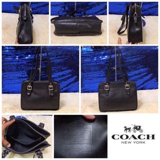 👝: COACH BLACK LEATHER SHOULDER BAG แท้💯%