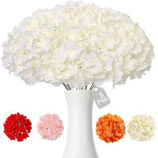 Artificial Silk Hydrangea Heads Artificial Flowers Heads with Stems for DIY Floral Home Wedding Party Decoration