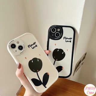 เคสโทรศัพท์มือถือนิ่ม ลายดอกทิวลิป สีขาว ดํา สําหรับ Realme C35 C21Y 5 5S 5i 6i C1 C20 C11 2021 7i C17 C15 C11 2020