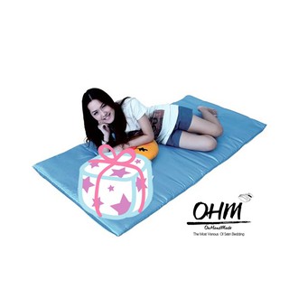 OHM ปลอกที่นอนปิคนิคแบบมีซิป ผ้าเครปซาติน 220 เส้น ขนาด 5 ฟุต (สีฟ้าอมเขียว)