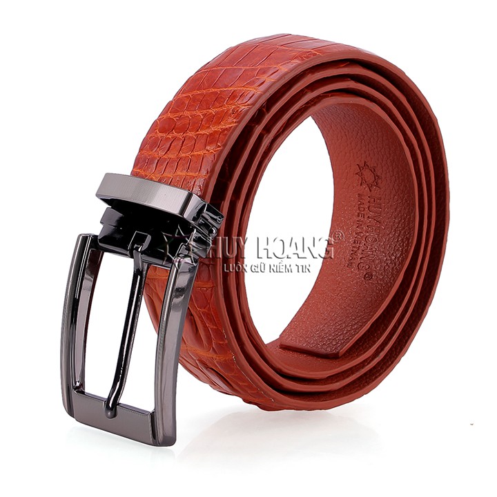 เข็มขัดหนังจระเข้ผู้ชายปลายเข็มสีเหลือง ปริญญาเอก4737