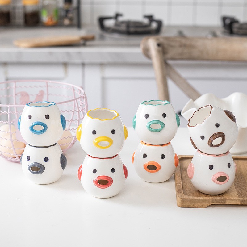 Bakery D'VER กุ๊กไก่เซรามิคแยกไข่แดง อุปกรณ์แยกไข่, ขนาด 6.5 cm x 4 cm มี 8 สี