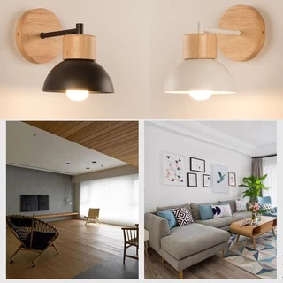 Nordic ไม้โคมไฟข้างเตียง Modern Wall Sconce สำหรับห้องนอนอ่านโคมไฟสีขาวพวงมาลัยหัว E27บ้าน