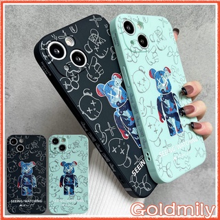 🔥 เคสไอโฟน11 Kaws เคสซิลิโคน เคสลายแถบข้างขอบเหลี่ยม สำหรับ เคส Apple IPhone 13 Pro Max เคสไอโฟนxr 6 X iPhone6s plus เคสไอโฟน8พลัส เคส i8plus 11 12 SE 2020 เคสi11 Xr 6s iPhone 11 เคสไอโฟน12 Pro Max เคสไอโฟน7พลัส XS สีดํา Bearbrick Case