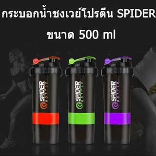 ขวดน้ำ ชงเวย์โปรตีน SPIDER ขนาด 500 ml  เชคสแตนเลส ห้องอาหาร เครื่องดื่ม ชงเวย์ โปรตีน