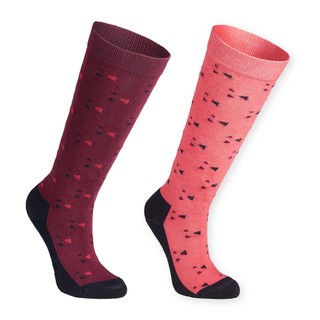 ถุงเท้าขี่ม้าพิมพ์ลายสำหรับเด็กผู้หญิงรุ่น 500 (สีชมพู/ม่วง) Girls Print Horse Riding Socks, 500 - Pink / Purple