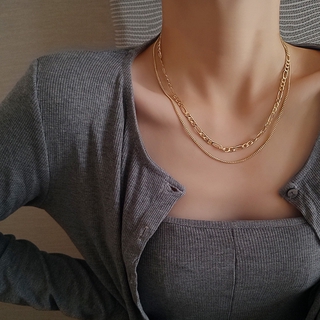 เครื่องประดับสร้อยคอโซ่แบบหลายชั้นสไตล์ฮิปฮอปสําหรับผู้หญิง