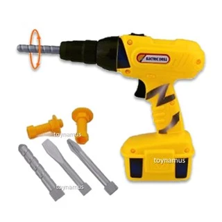ของเล่นสว่านไฟฟ้าหมุนได้จริง Construction Toy Electric Drill Tool Set ใส่ถ่านหมุนได้