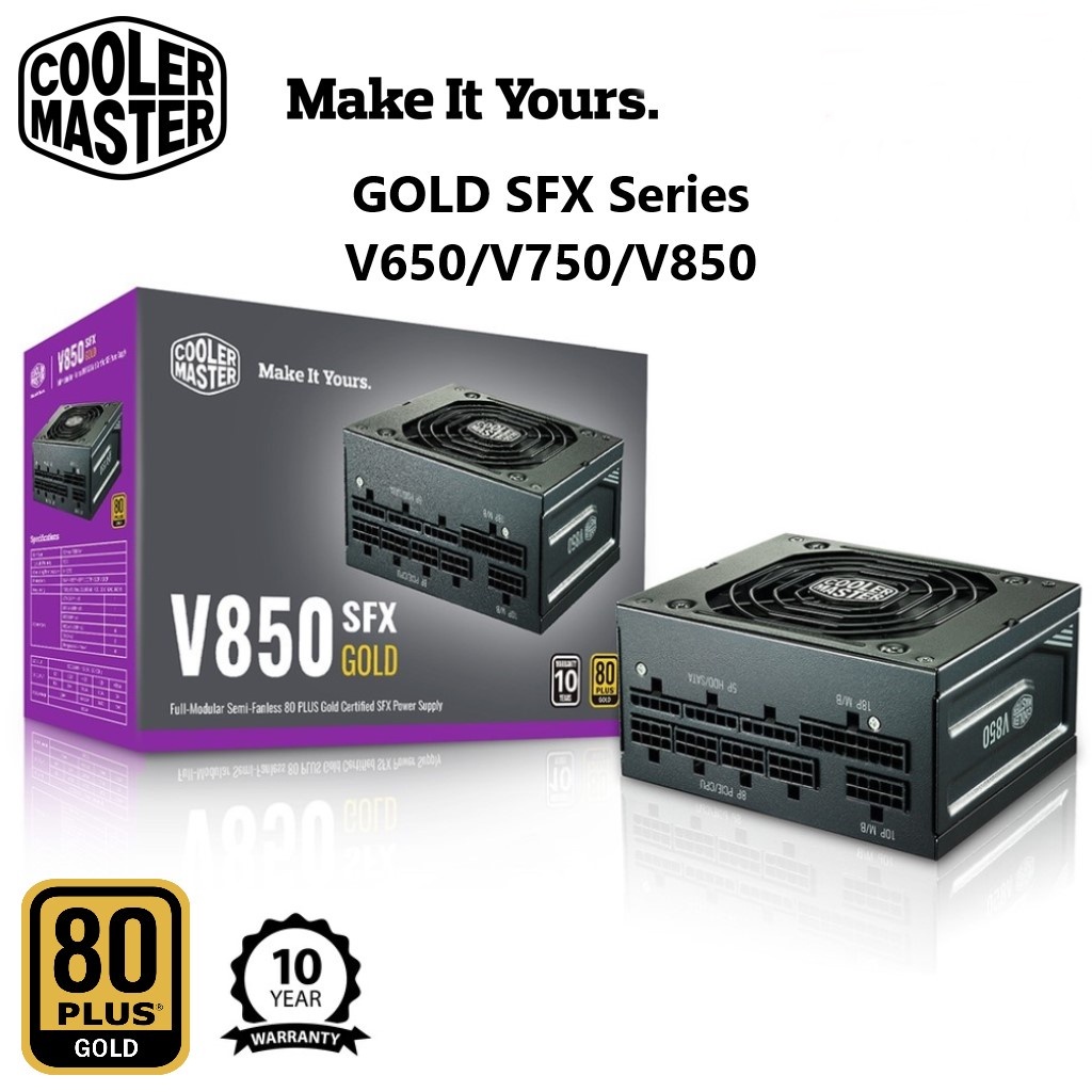 POWER SUPPLY (อุปกรณ์จ่ายไฟ) Cooler Master V750, V850 SFX Gold Full Modular, 750W, (80+ Gold) ประกัน