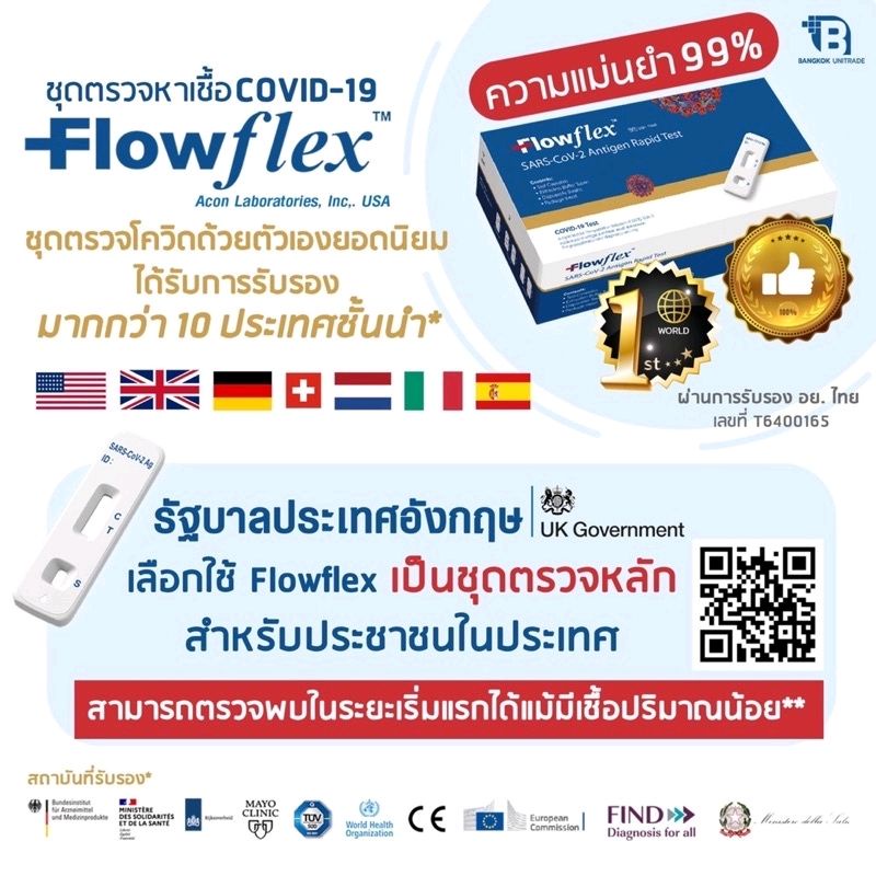 Flowflex Atk Nasal Swab ชุดตรวจโควิดFlowflex ตรวจจมูก(10ชุด)ตรวจโอมิค ...
