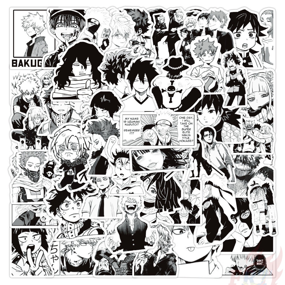 ❉ Classical Black & White Anime Cartoon Series 01 Mixed สติ๊กเกอร์ ❉ 50Pcs/Set Waterproof DIY Decals Doodle สติ๊กเกอร์