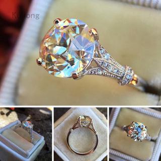 เครื่องประดับจัดงานแต่งงานแหวนหมั้นสีขาวทอง 3 ct รอบ moissanite 18 k