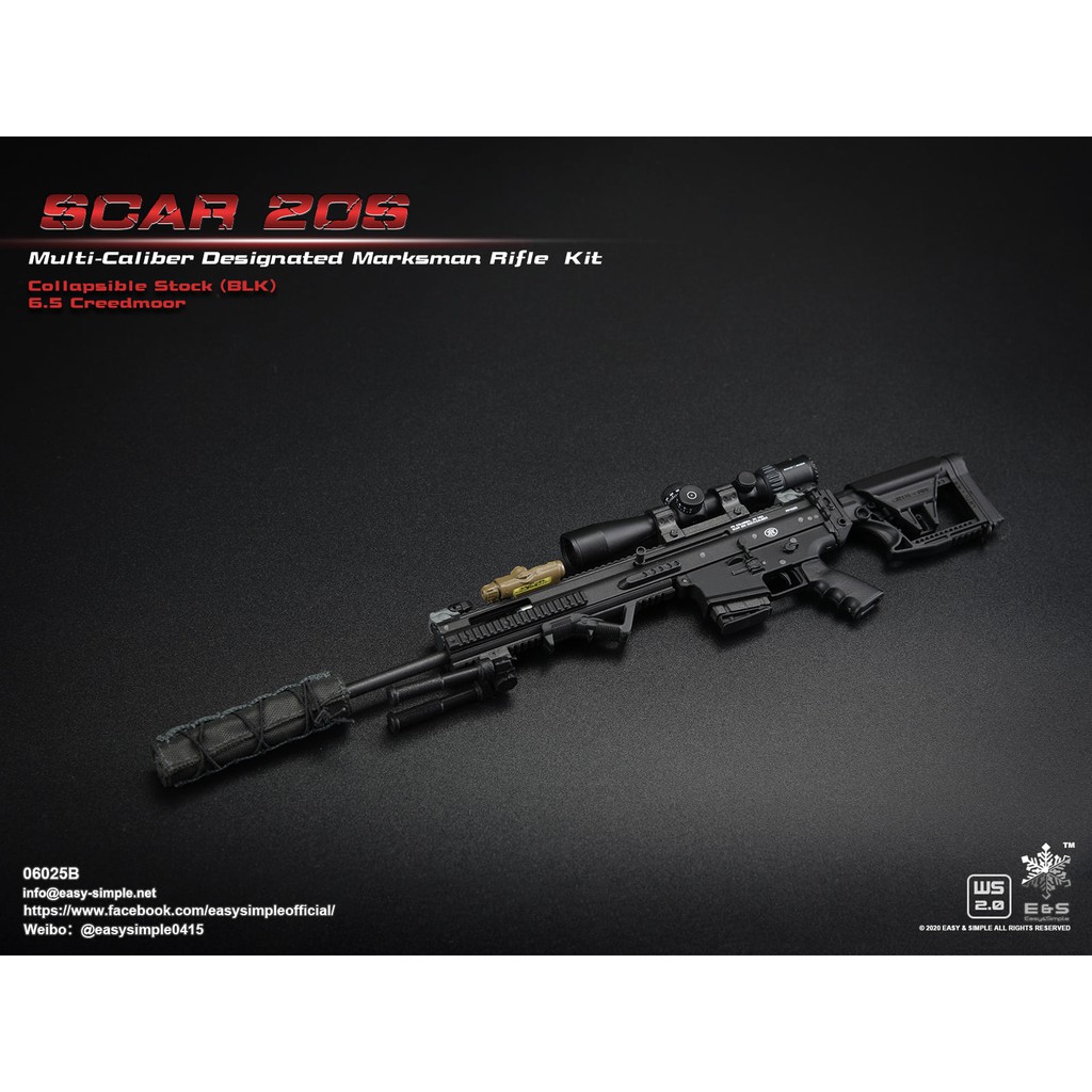 [ใส่โค้ด SEPIHO90 ลดเพิ่ม 100-]Easy&Simple 06025B SCAR 20S Multi Caliber DMR Kit Collapsible Stock (