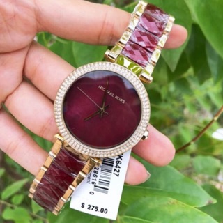 MK6427 Parker Gold-tone and Garnet Acetate Three-hand Watch  สีแดงฉ่ำๆ สวยมากค่ะ