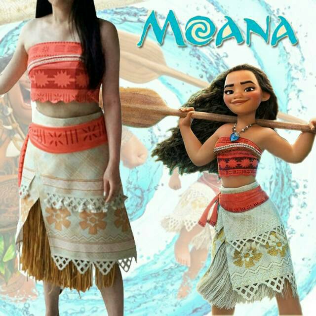 ต้นฉบับ DISNEY MOANA PRINCESS BEACH COSTUME เด็กคอสเพลย์