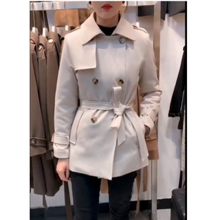 เสื้อโค้ท Mini Trench Coat (พร้อมส่ง) เทรนโค้ทสั้น พร้อมเข็มขัด ชุดเกาหลี แฟชั่น เสื้อเกาหลี