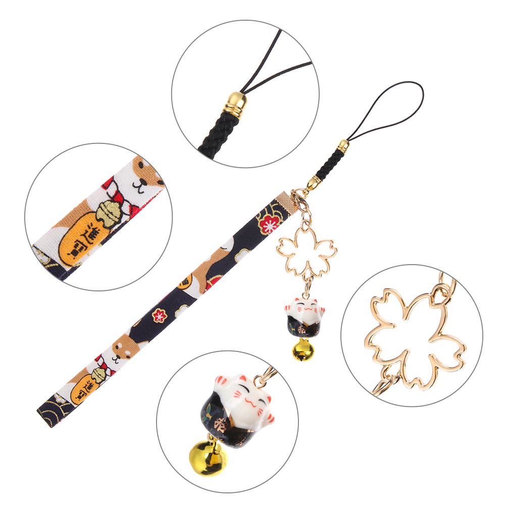 สายคล้องโทรศัพท์มือถือ แมวกวักญี่ปุ่นนำโชค มีสินค้าพร้อมส่ง ที่ห้อย พวงกุญแจ แมว ดอกซากุระ กระดิ่ง สายแบบสั้น ราคา ถูกที่สุด ดีลบีเคเค แกลเลอรีภาพที่ 2