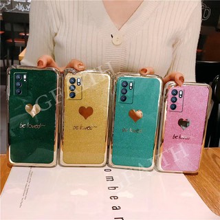 เคส OPPO Reno6 Z 5G A95 4G A16 A94 A54 A74 5G Reno 6 Pro 6Z 5 Reno 4 Pro 5G Reno4 Reno5 Case Fashion Couple Bling Gold Glitter Be Loved Silicone Phone Cover OPPOA95 OPPOA16