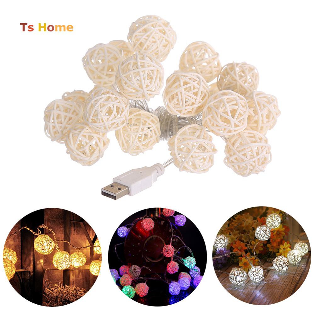 2 2m 20 Led Plastic Rattan Ball Usb Powered Fairy String Light