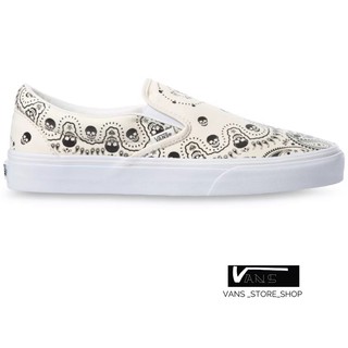 VANS SLIP ON BANDANA CLASSIC WHITE BLACK SNEAKERS สินค้ามีประกันแท้