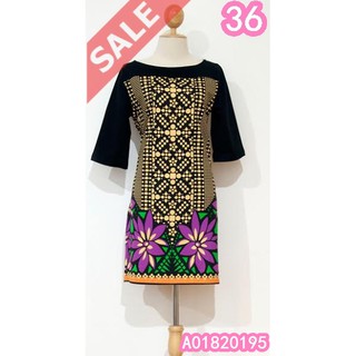 Sale++ (อก36) Aries50 A01820195 เดรสผ้ายืดเนื้อดี ลาย Hawaiian พิมพ์ลายดอกไม้ทั้งตัว Lovely-Catty