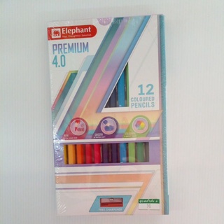 สีไม้ตราช้าง PREMIUM 4.0  12 สีแท่งยาว