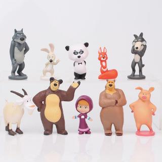 ฟิกเกอร์ masha and the bear ของเล่นสําหรับเด็ก 10 ชิ้น