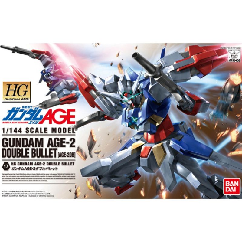 Hg1/144 Gundam Age-2 Double Bullet ลิขสิทธิ์แท้bandai โมเดลกันดั้มของใหม่ยังไม่ประกอบ สินค้ามีพร้อมส่ง