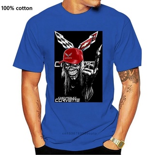 ผ้าฝ้ายคอกลมขายดี เสื้อยืดลําลอง แขนสั้น พิมพ์ลายหัวกะโหลก Corvette Skull C1 C2 C3 C4 C5 C6 C7 C5-R C6R C7.R Z06 เสื้อยื