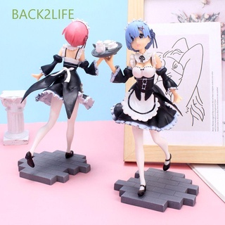 BACK2LIFE Japanese Anime Ram Rem Figure Gift Doll Servant Suit Version Re:Life in A Different World From Zero Girl Figure Collection Model Model Toys Figure Doll Anime Figure PVC Action Figure/Multicolor