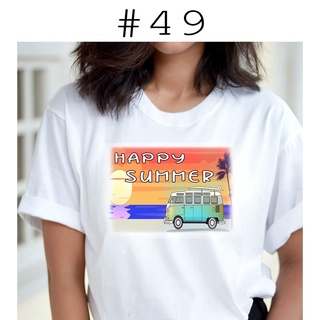 เสื้อยืดพิมพ์ลายรถเที่ยวทะเลหน้าร้อน (Happy Summer)