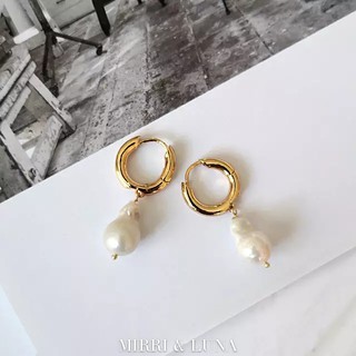 ต่างหูแบบบาร๊อค  Baroque Freshwater Pearl Drop Earrings