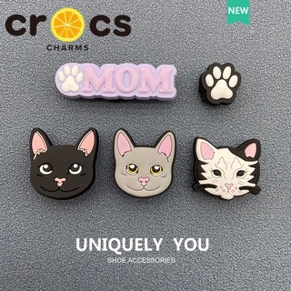 Crocs jibbitz จี้กระดุม รูปหัวแมวน่ารัก สําหรับตกแต่งรองเท้า crocs DIY