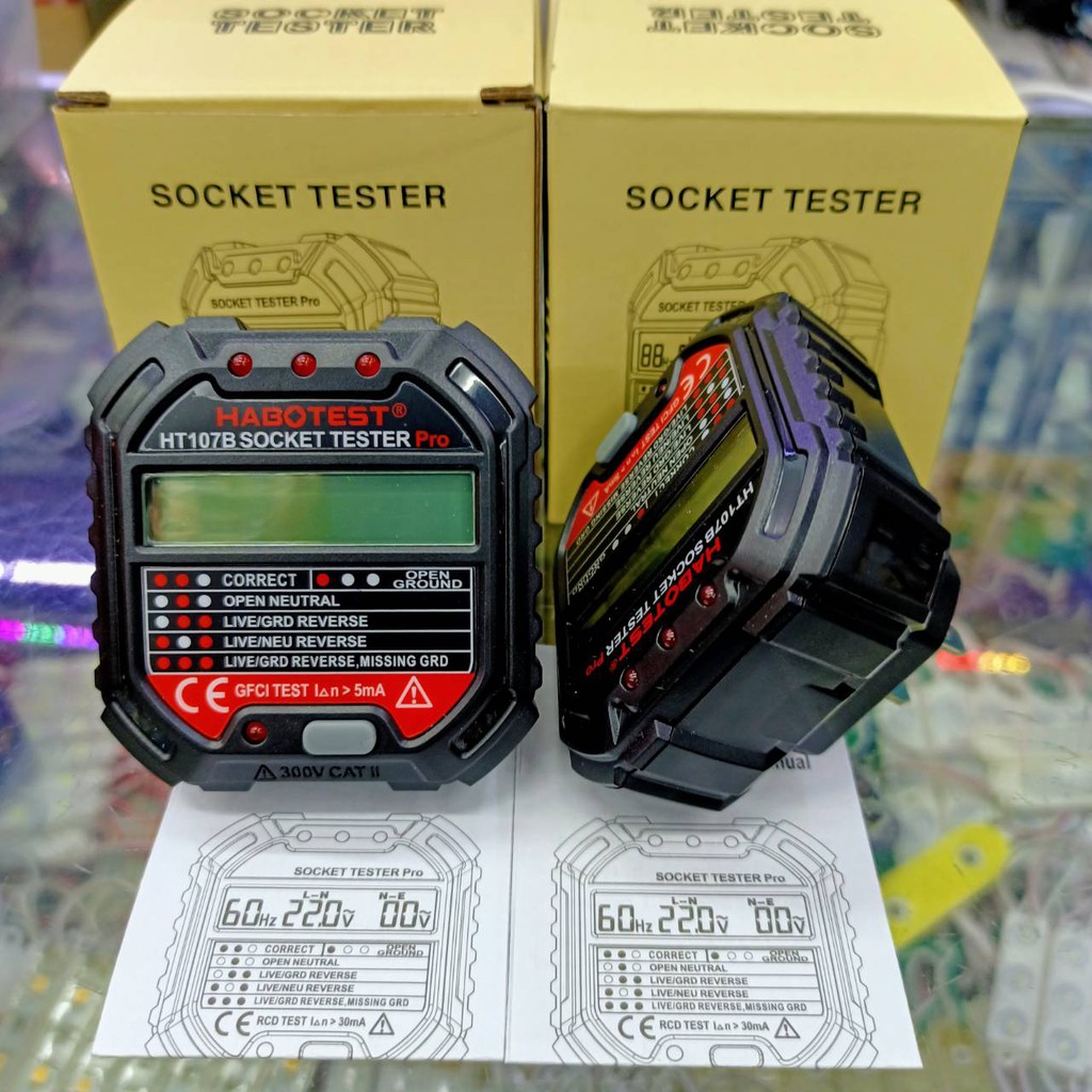 HABOTEST HT107B NEW 2021 Socket Testes Pro เครื่องตรวจปลั๊กวัดไฟดิจิตอล ...