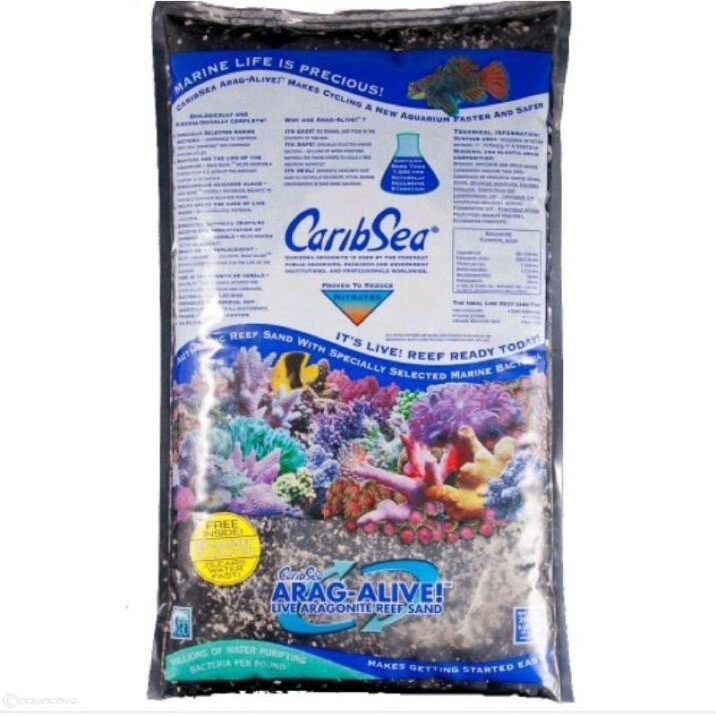 Caribsea Live sand Ocean Direct aragonite 9kg. ทราย สีดำ สำหรับตู้ปลาทะเลและปะการัง ทรายมีชีวิต ทราย