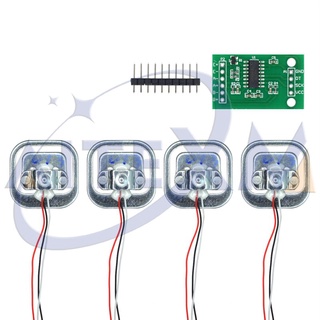 เซนเซอร์ชั่งน้ําหนัก 4 ชิ้น และโมดูลเซนเซอร์ชั่งน้ําหนักอิเล็กทรอนิกส์ HX711 AD DIY