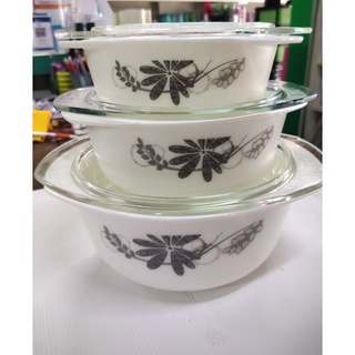 หม้อเวฟ เซรามิกฝาแก้ว 3 PCS OPAL GLASSWARE