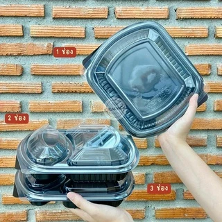 กล่องอาหารรุ่นฝาโดม 1 2 3 ช่อง 1000ml กล่องเดลิเวอรี่ กล่องข้าว พร้อมฝา 25ชุด