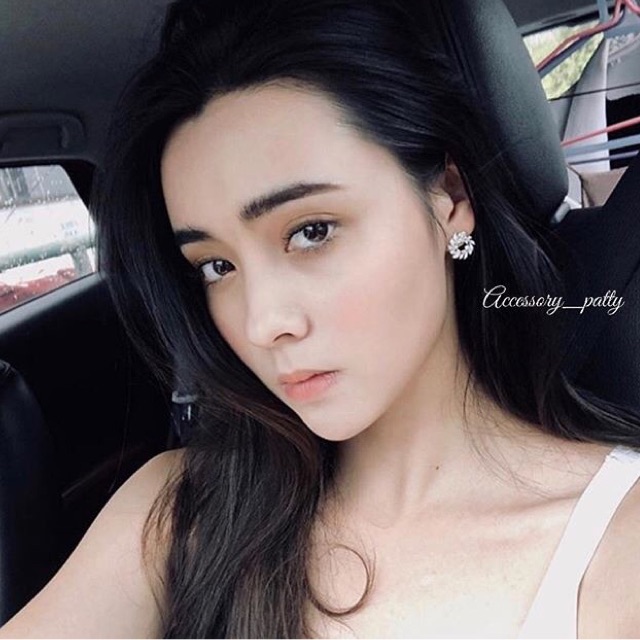 🌿ต่างหูเพชร รุ่นCz51 ใบมะกอกวนวงกลมเล็กสวยมากๆค่ะ