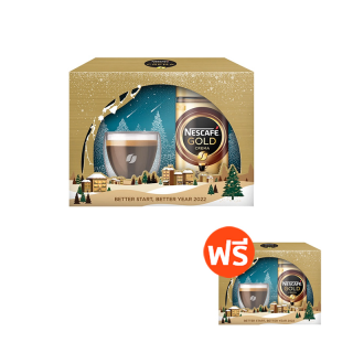 [ซื้อ1แถม1] FESTIVE NESCAFÉ GOLD CREMA เนสกาแฟ โกลด์ เครมา กาแฟสำเร็จรูป อินเทนซ 200 กรัม ขวดแก้ว + แก้วเนสกาแฟโกลด์ กาแฟสำเร็จรูป