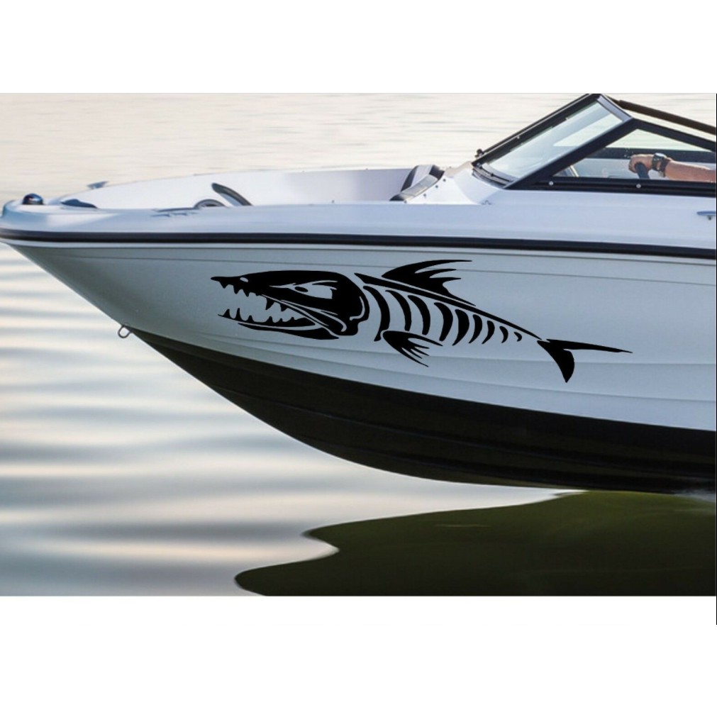 2 X Custom Boat Bone Fish Decals สติ๊กเกอร์กราฟิกไวนิลชื่อฟรี P&P BOAT1