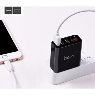 Hoco C15 Adapter 3 USB Charger LED Display หัวชาร์จไฟบ้านหน้าจอบอกความเร็วขณะชาร์จ กำลังไฟ 3 แอมป์