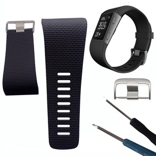 สายคล้องนาฬิกาข้อมือซิลิโคส เปลี่ยนได้ พร้อมหัวเข็มขัด สำหรับ Fitbit Surge